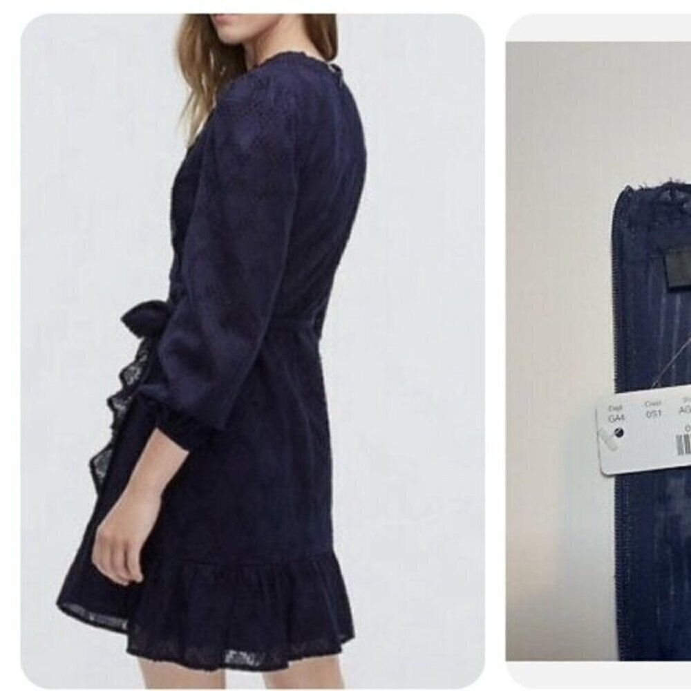 J. Crew blue cotton faux wrap dress size S